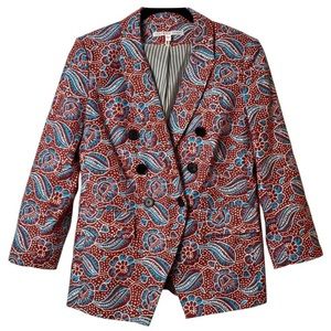 Veronica Beard blazer. Size 8. Red and blue hibiscus floral print.